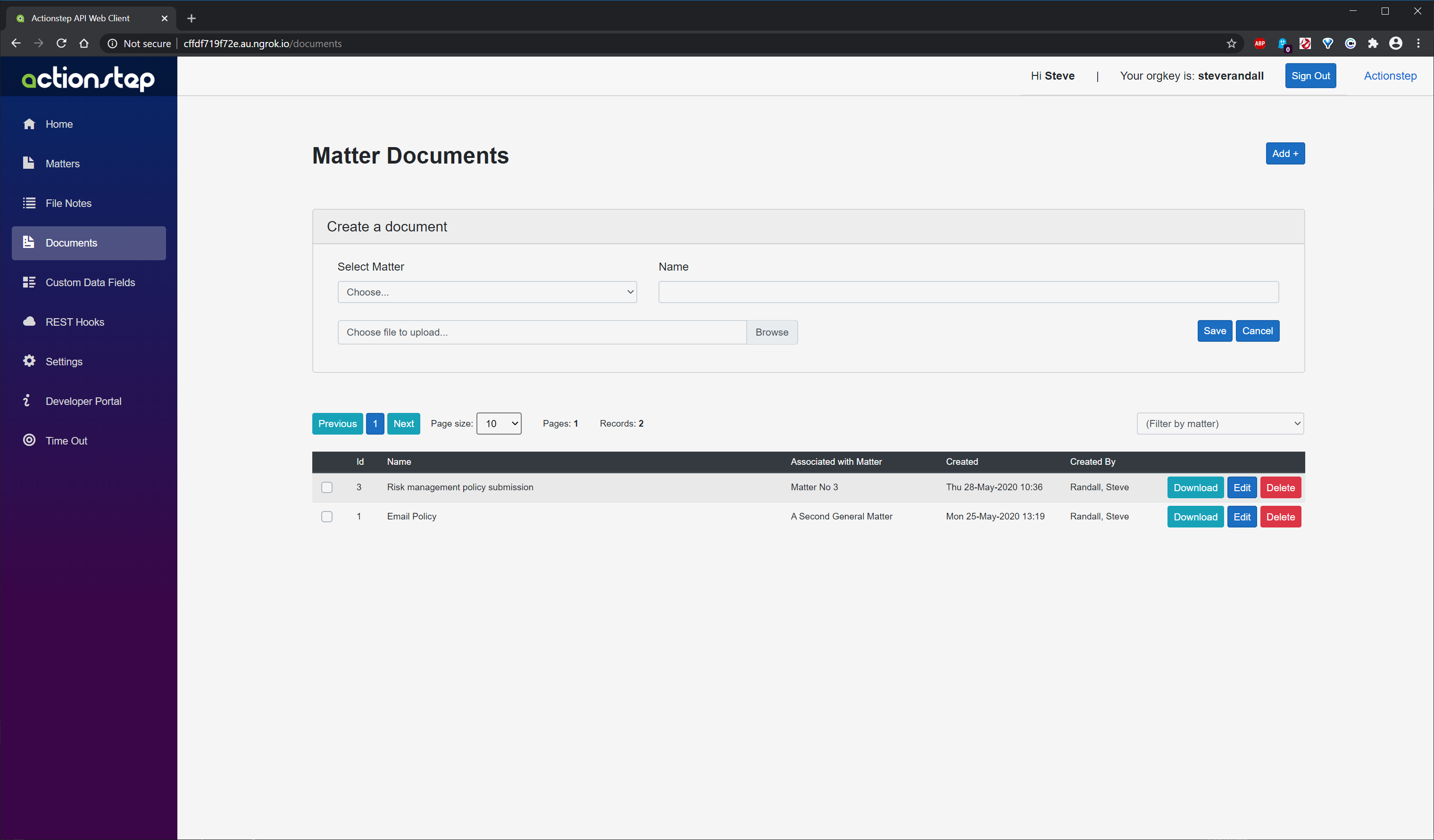 Demo App Add New Documents