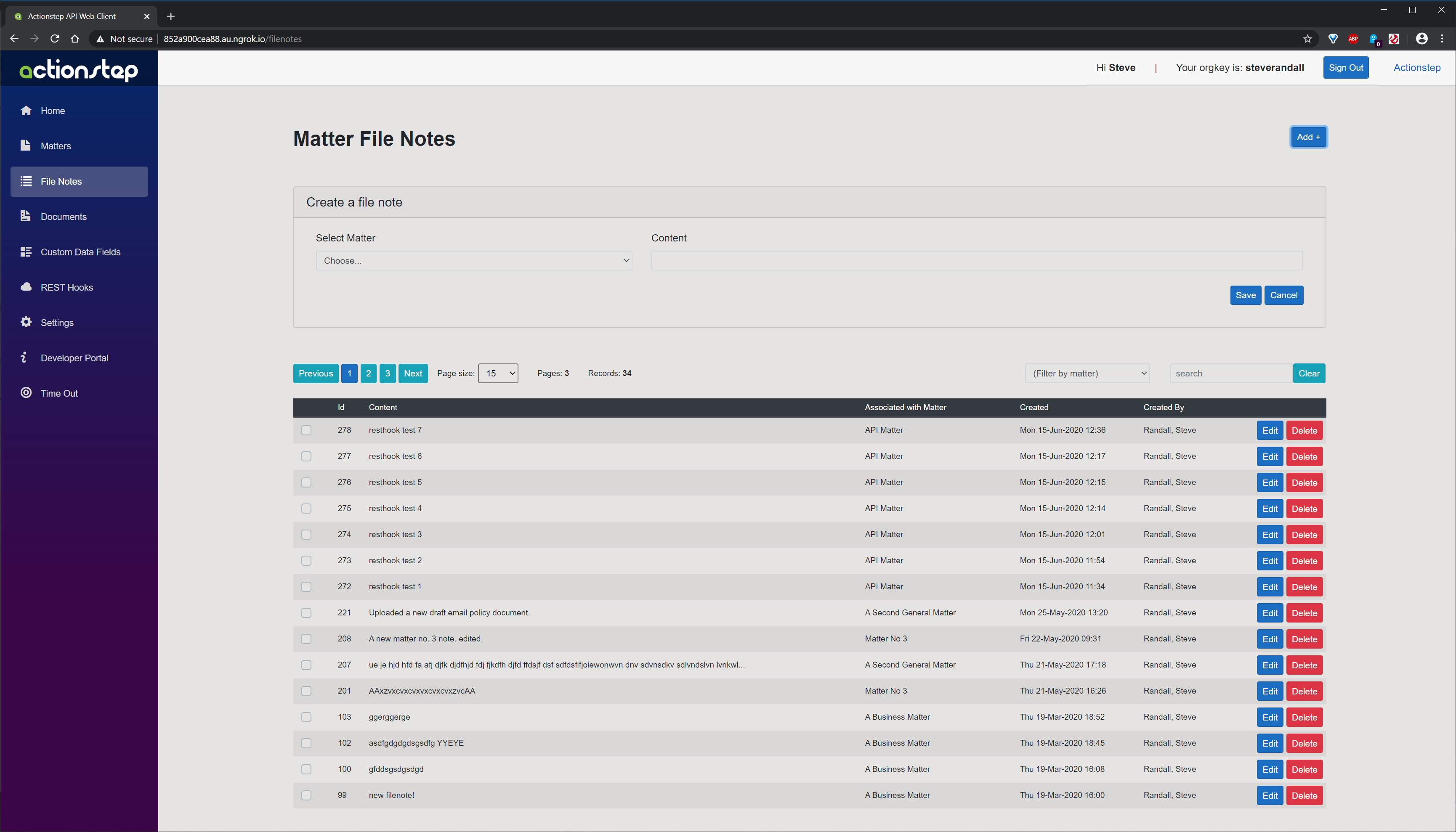 Demo App Add New File Note