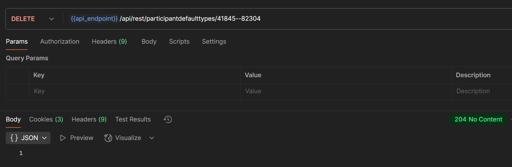 Postman DELETE Contact Types