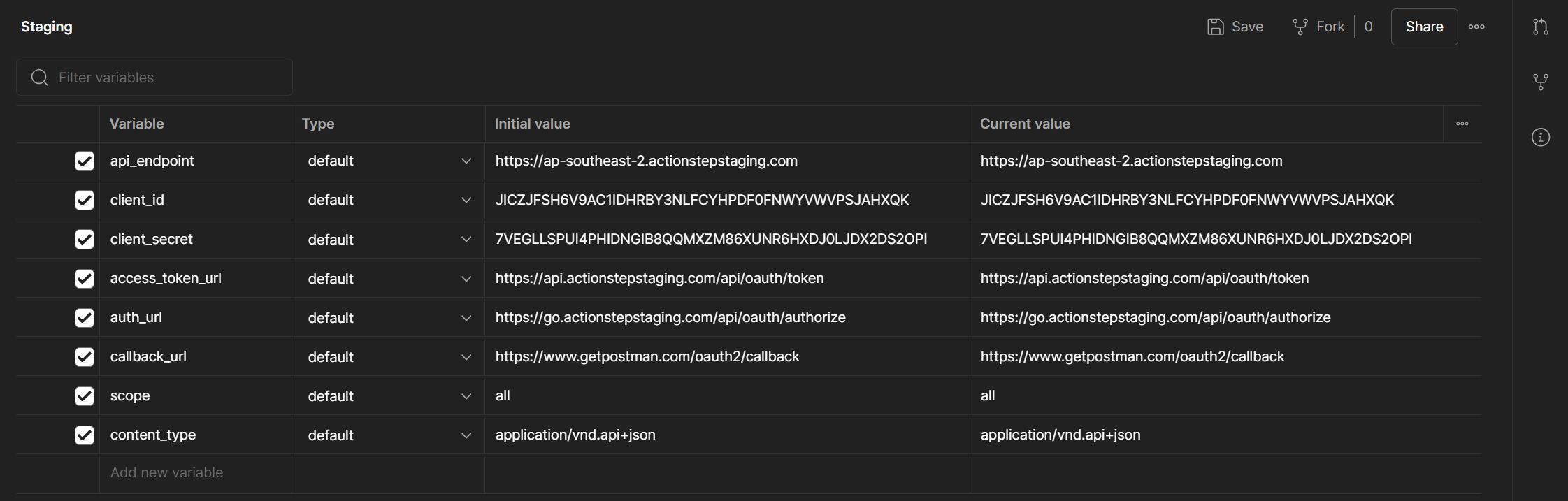 Postman Environment Variables