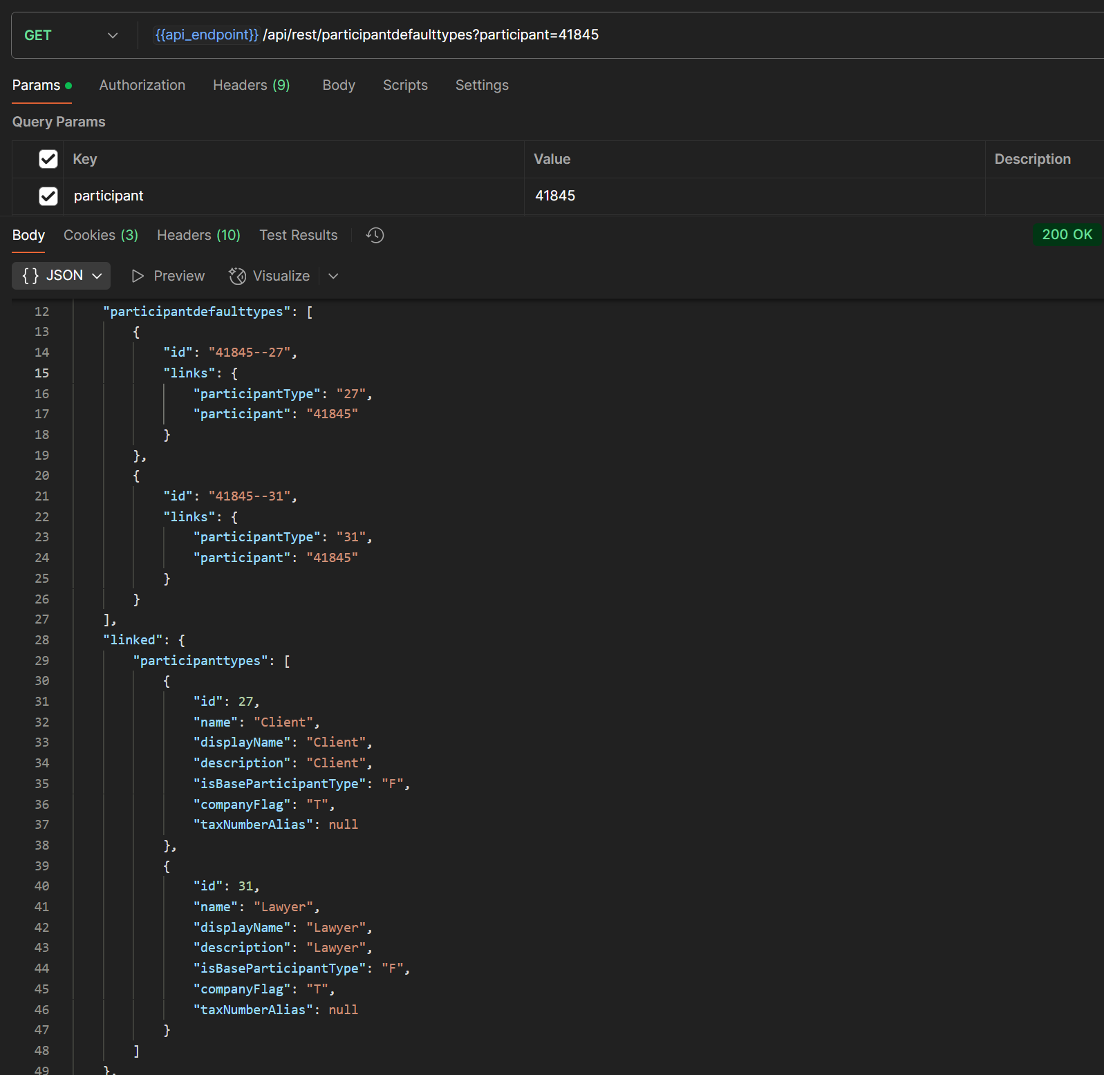 Postman GET Contact Types