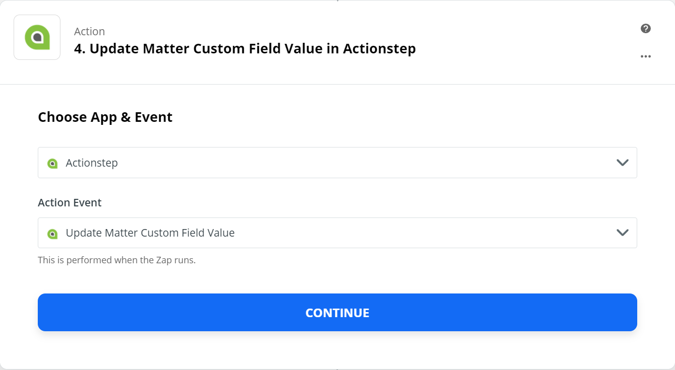 Update Matter Custom Field Value - Step 1