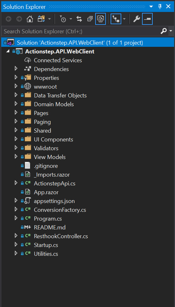 Demo App Visual Studio Solution Explorer